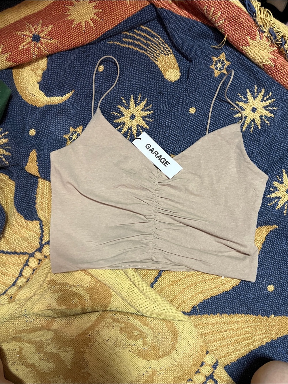 Garage Beige Ruched Cropped Cami